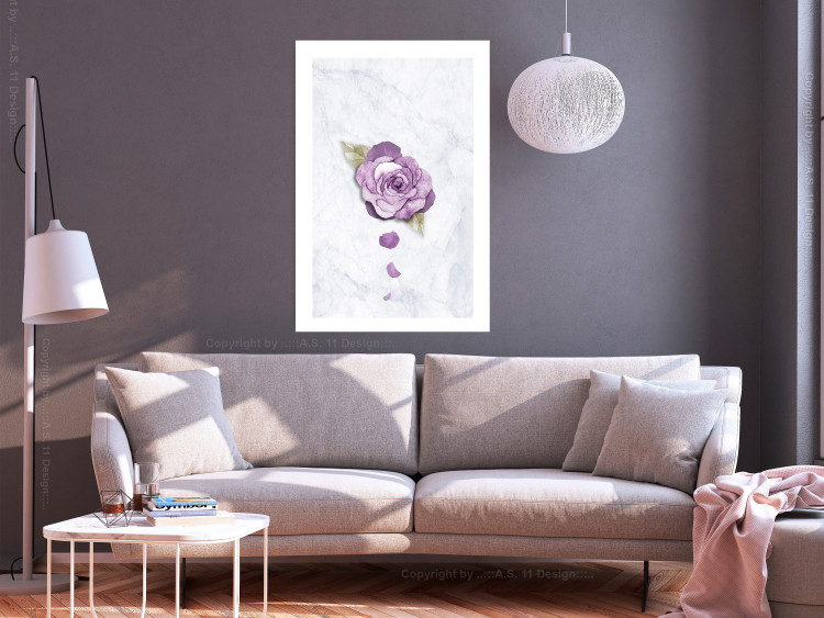 Poster End of Spring - plant composition with a purple flower on marble 118563 additionalImage 2