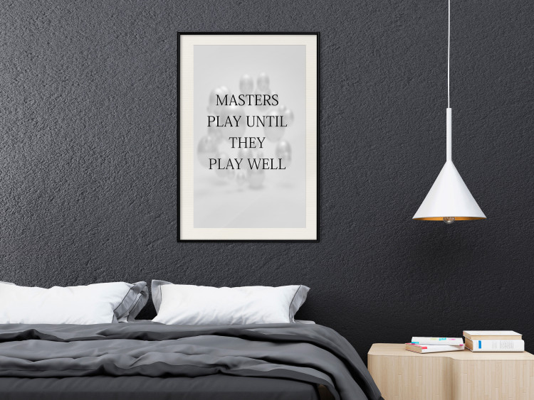 Wall Poster Masters Play Until They Play Well - English quote on a gray background 122863 additionalImage 22