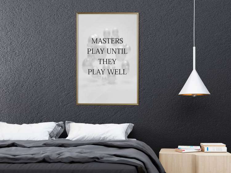 Wall Poster Masters Play Until They Play Well - English quote on a gray background 122863 additionalImage 7