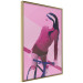 Poster Woman on Bike - woman and bike in pastel pink motif 123363 additionalThumb 12