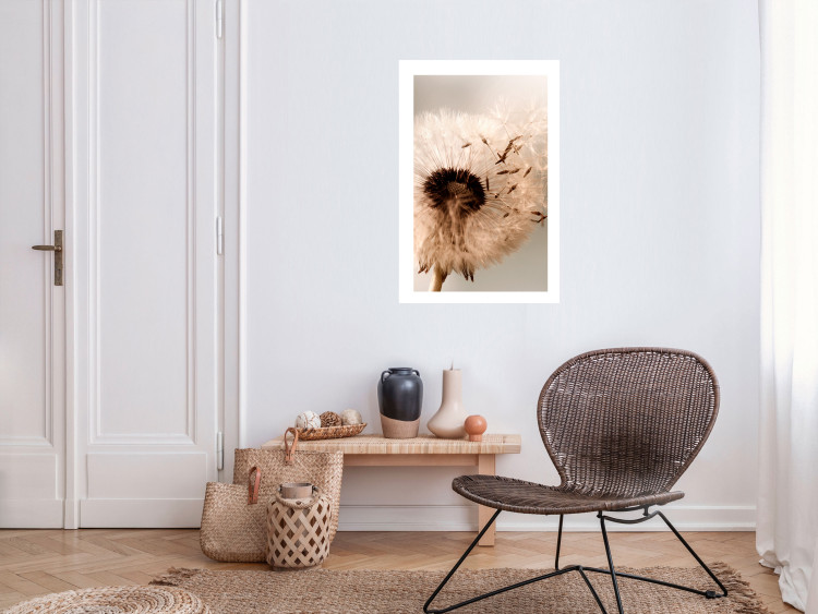 Wall Poster Summer Breeze - blooming dandelion in wind in sepia motif 123763 additionalImage 4