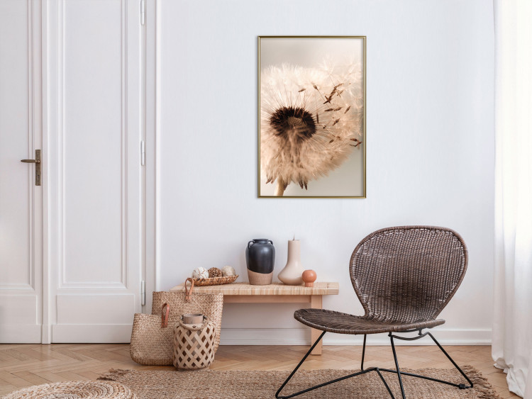 Wall Poster Summer Breeze - blooming dandelion in wind in sepia motif 123763 additionalImage 7