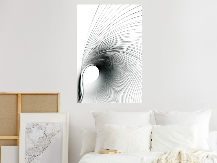 Wall Poster Curve of Time - abstract black lines forming waves on white background 123863 additionalImage 18