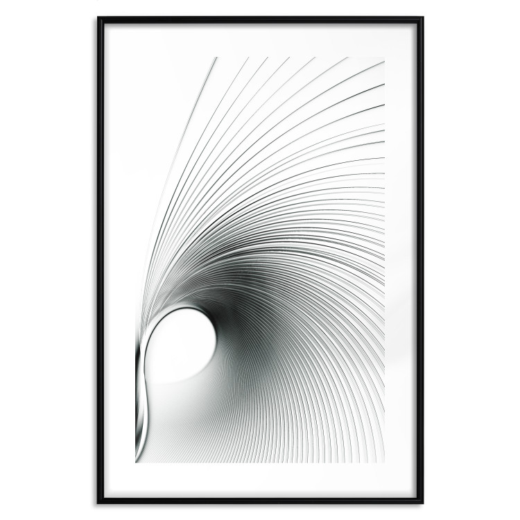 Wall Poster Curve of Time - abstract black lines forming waves on white background 123863 additionalImage 19