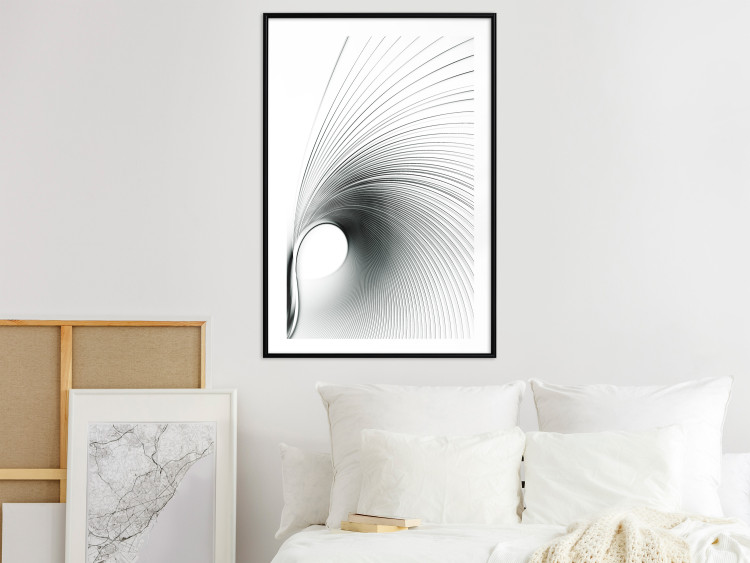 Wall Poster Curve of Time - abstract black lines forming waves on white background 123863 additionalImage 4