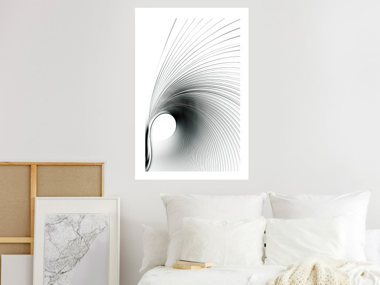 Wall Poster Curve of Time - abstract black lines forming waves on white background 123863 additionalImage 2