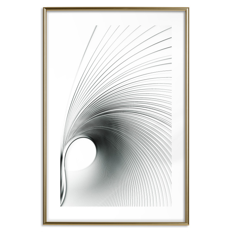 Wall Poster Curve of Time - abstract black lines forming waves on white background 123863 additionalImage 20