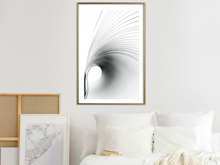 Wall Poster Curve of Time - abstract black lines forming waves on white background 123863 additionalImage 13