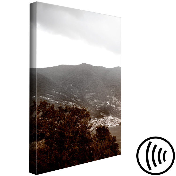 Canvas Print Mountain view - mountain landscape with trees, water, cloudy skies 124463 additionalImage 6