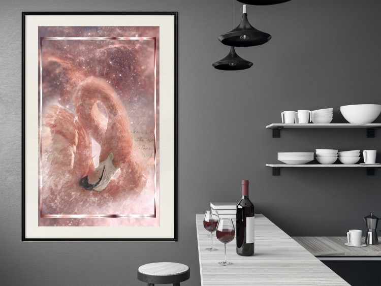 Wall Poster Cosmic Flamingo - bird against a cosmic background with pink stars 125863 additionalImage 21