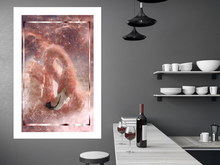 Wall Poster Cosmic Flamingo - bird against a cosmic background with pink stars 125863 additionalImage 4