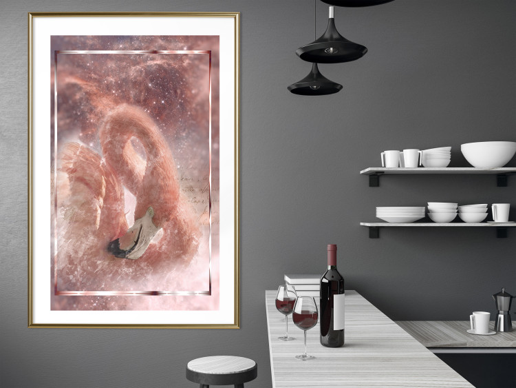 Wall Poster Cosmic Flamingo - bird against a cosmic background with pink stars 125863 additionalImage 22