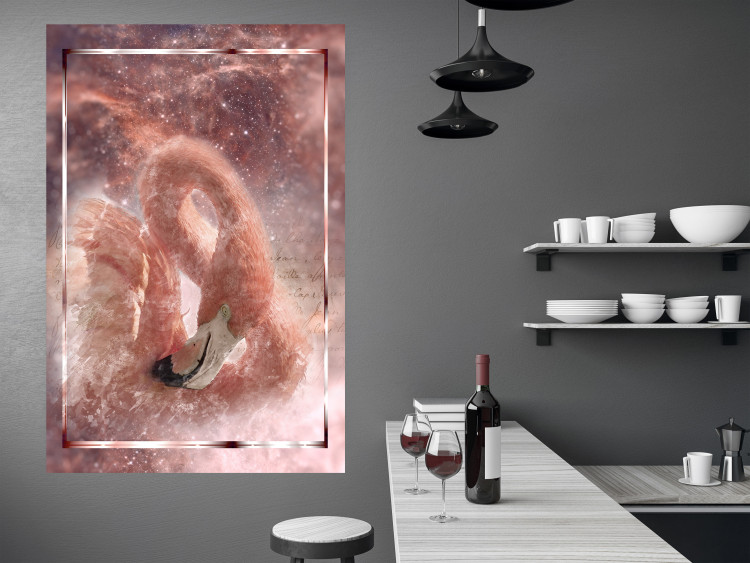 Wall Poster Cosmic Flamingo - bird against a cosmic background with pink stars 125863 additionalImage 27