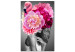 Canvas Flamingo Girl (1-part) vertical - woman with bird and peony 127463