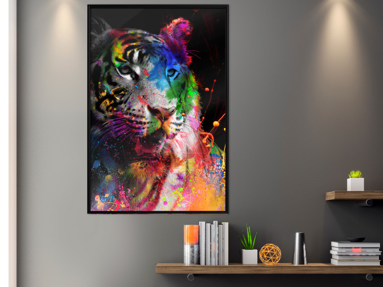 Poster Bengal Tiger - abstract animal on background with colorful accents 128363 additionalImage 6