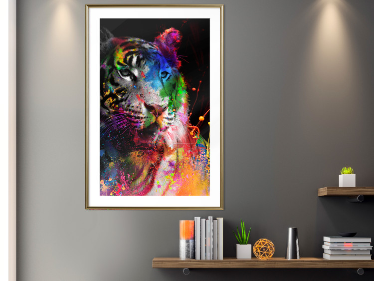 Poster Bengal Tiger - abstract animal on background with colorful accents 128363 additionalImage 15