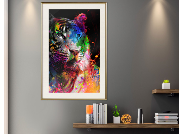 Poster Bengal Tiger - abstract animal on background with colorful accents 128363 additionalImage 22
