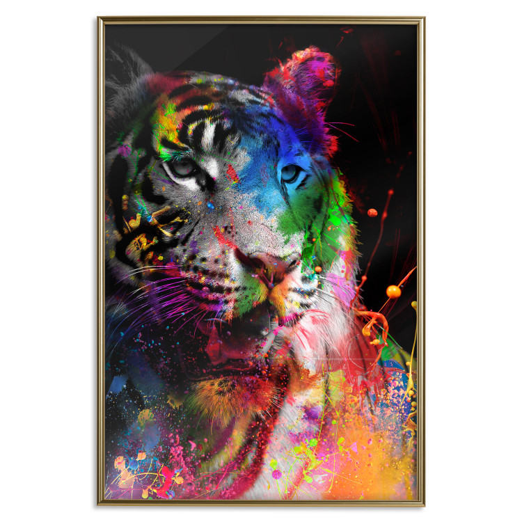 Poster Bengal Tiger - abstract animal on background with colorful accents 128363 additionalImage 21