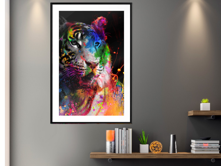 Poster Bengal Tiger - abstract animal on background with colorful accents 128363 additionalImage 23