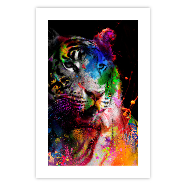 Poster Bengal Tiger - abstract animal on background with colorful accents 128363 additionalImage 25