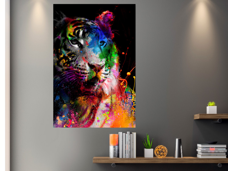 Poster Bengal Tiger - abstract animal on background with colorful accents 128363 additionalImage 4