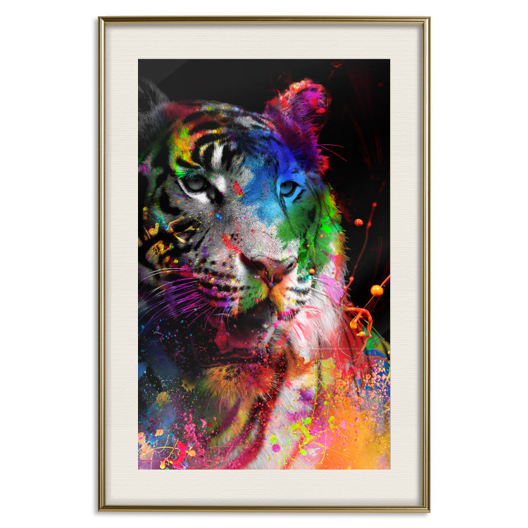 Poster Bengal Tiger - abstract animal on background with colorful accents 128363 additionalImage 20