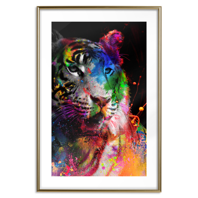 Poster Bengal Tiger - abstract animal on background with colorful accents 128363 additionalImage 16