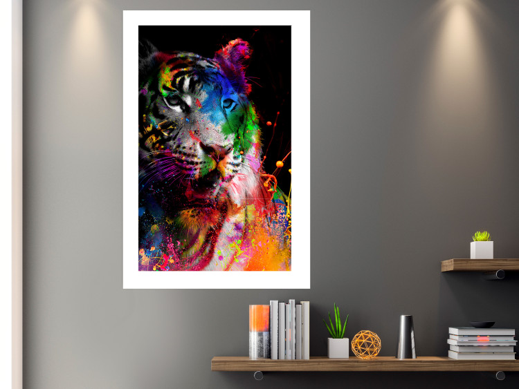 Poster Bengal Tiger - abstract animal on background with colorful accents 128363 additionalImage 5