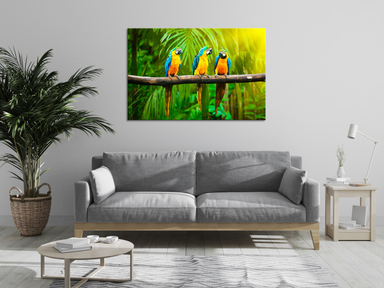 Canvas Parrot Trio (1-part) wide - exotic animals in the jungle 129163 additionalImage 3