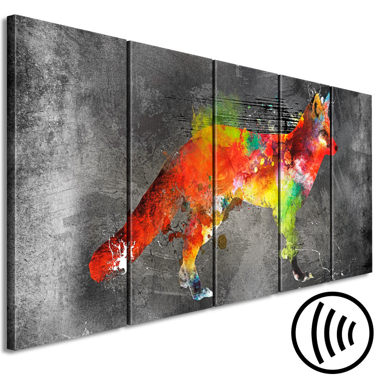 Canvas Forest Hunter (5-piece) Narrow - abstract fox on a black background 129863 additionalImage 6