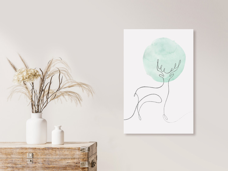 Canvas Print Moon Line (1-piece) Vertical - abstract lineart of a deer 131763 additionalImage 3