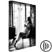 Canvas Print Woman and wedding dress - black and white photo with sitting woman 132263 additionalThumb 6
