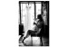 Canvas Print Woman and wedding dress - black and white photo with sitting woman 132263