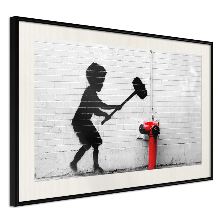 Wall Poster Destroy the Hydrant - mural of a black boy with a large hammer on the wall 132463 additionalImage 3