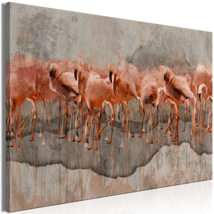 Canvas Print Flamingo Lake (1-piece) Wide - abstract pink birds 134963 additionalImage 2