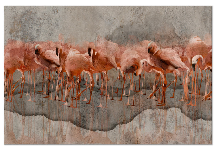 Canvas Print Flamingo Lake (1-piece) Wide - abstract pink birds 134963