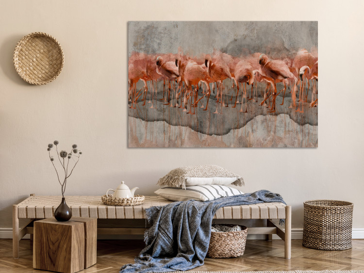 Canvas Print Flamingo Lake (1-piece) Wide - abstract pink birds 134963 additionalImage 3