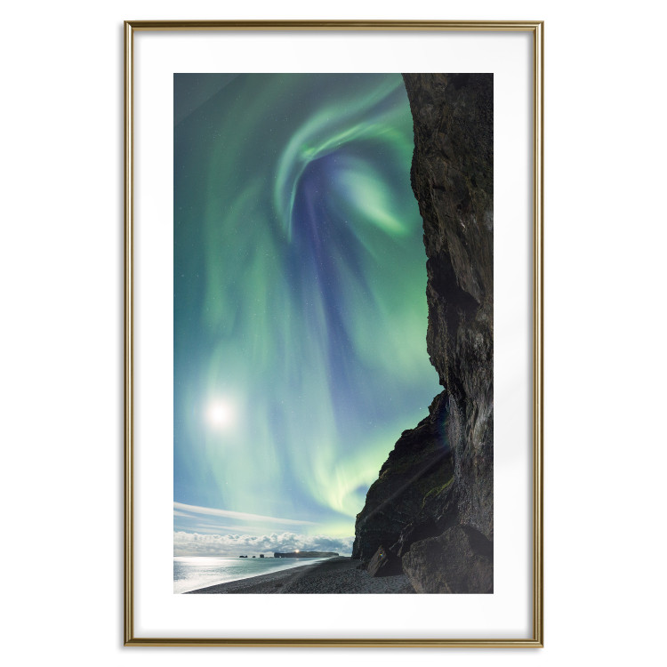 Wall Poster Wonder of Nature - picturesque aurora borealis in the sky amidst towering cliffs 138763 additionalImage 16