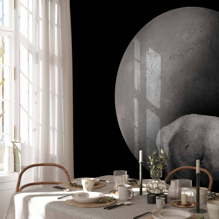 Wall Mural Deer in grey - animal with golden elements on a moon background 143263 additionalImage 4