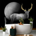 Wall Mural Deer in grey - animal with golden elements on a moon background 143263 additionalThumb 8