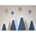 Photo Wallpaper Children's landscape - graphic with balloons over blue and beige mountains 144963 additionalThumb 3