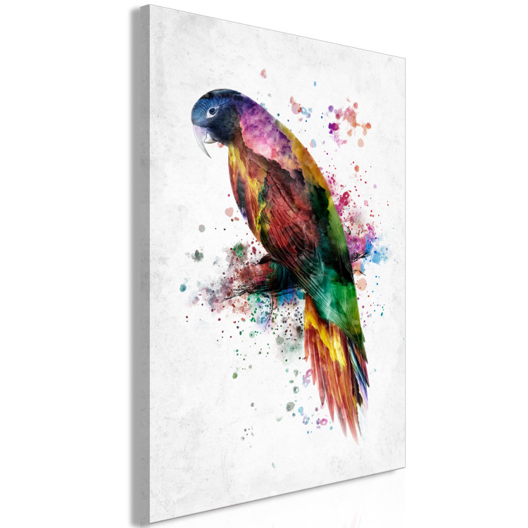 Canvas Art Print Rainbow Bird (1-piece) - colorful macaw parrot painted with watercolors 145163 additionalImage 2