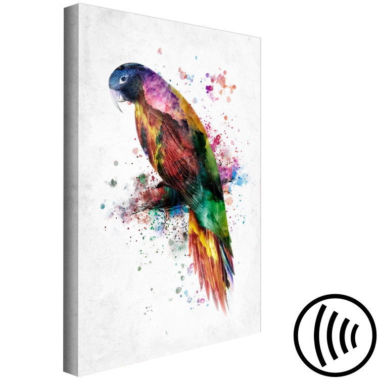 Canvas Art Print Rainbow Bird (1-piece) - colorful macaw parrot painted with watercolors 145163 additionalImage 6