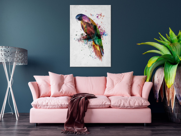 Canvas Art Print Rainbow Bird (1-piece) - colorful macaw parrot painted with watercolors 145163 additionalImage 3