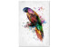 Canvas Art Print Rainbow Bird (1-piece) - colorful macaw parrot painted with watercolors 145163