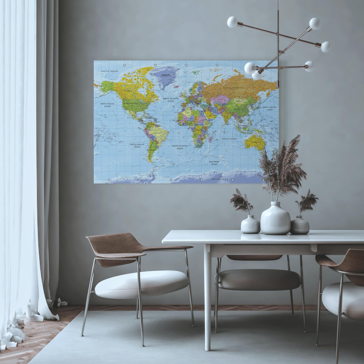 Canvas Art Print World Map in English (1-piece) - colorful continents and text 149663 additionalImage 3