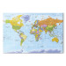 Canvas Art Print World Map in English (1-piece) - colorful continents and text 149663