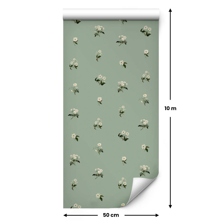 Wallpaper Tiny Flowers - Romantic Retro Pattern on a Green Background 150063 additionalImage 7