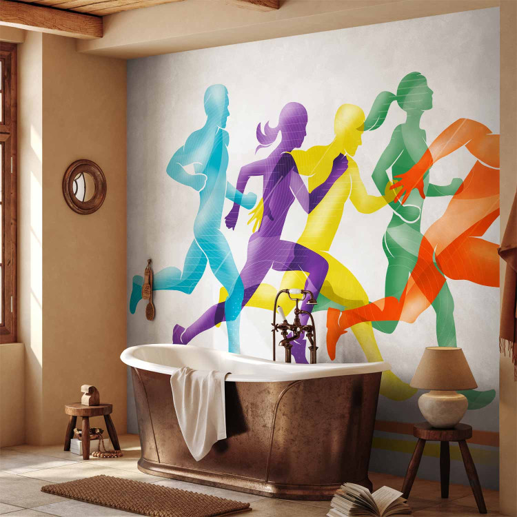 Photo Wallpaper Running Competitions - Colorful Silhouettes of People Training to Run 151263 additionalImage 8