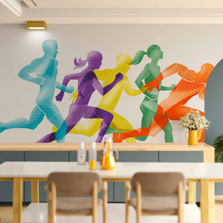 Photo Wallpaper Running Competitions - Colorful Silhouettes of People Training to Run 151263 additionalImage 6